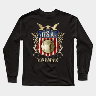 USA Classic vintage Baseball sports logo Long Sleeve T-Shirt